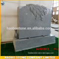 Haobo American Style Natural Granite Headstone with Carving Flower
